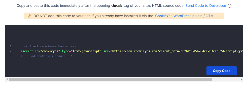 Installation Code Cookieyes